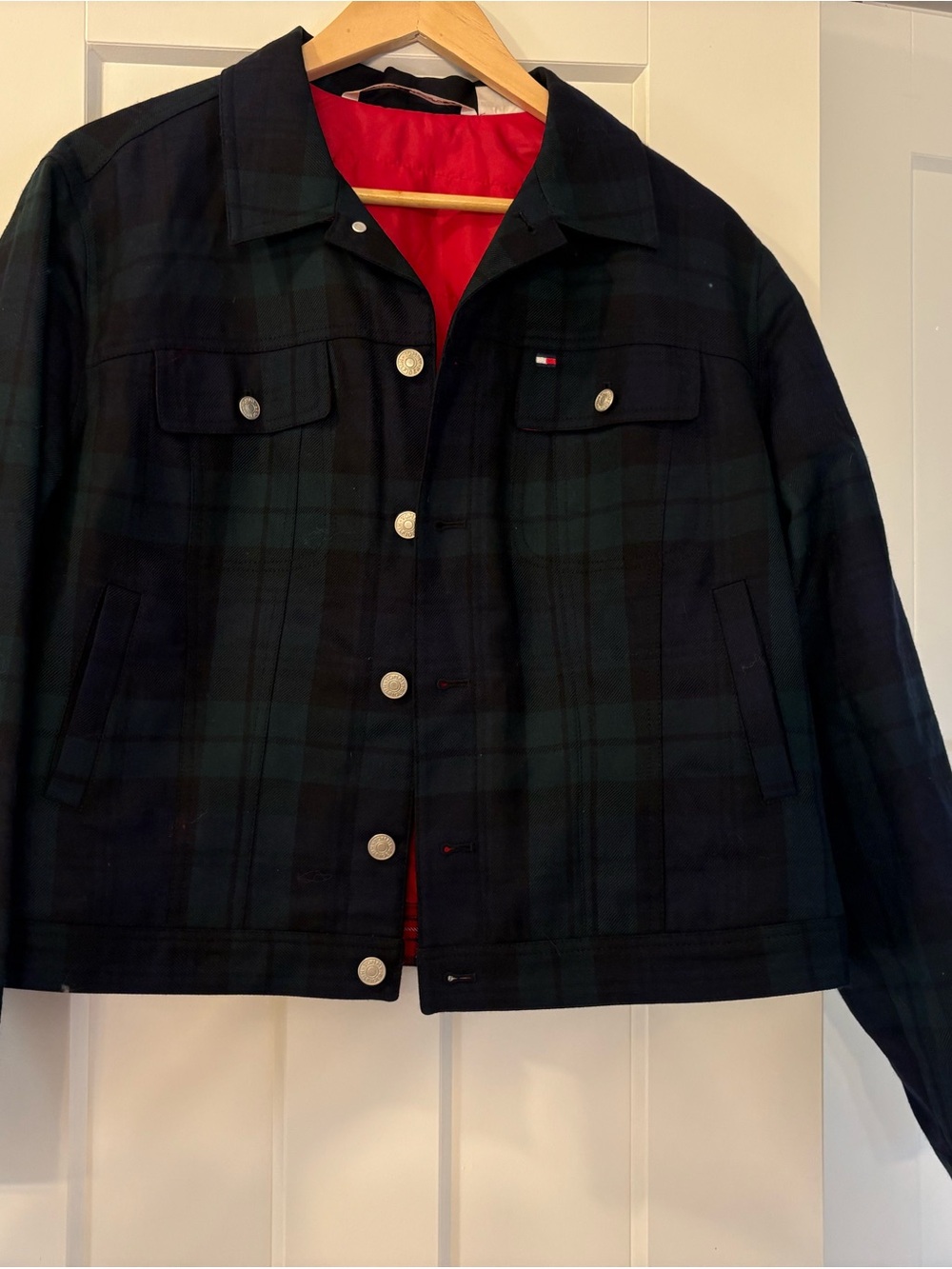 Tommy Hilfiger Blackwatch Plaid Jacket with Red Lining